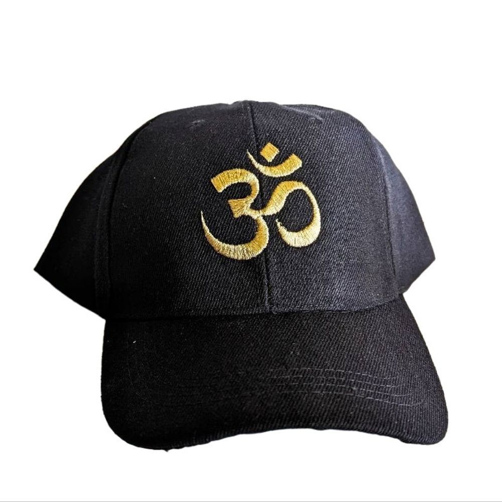 Golden Om Symbol Hat Stylish Unisex Headwear Spiritual Seekers Yoga Enthusiast